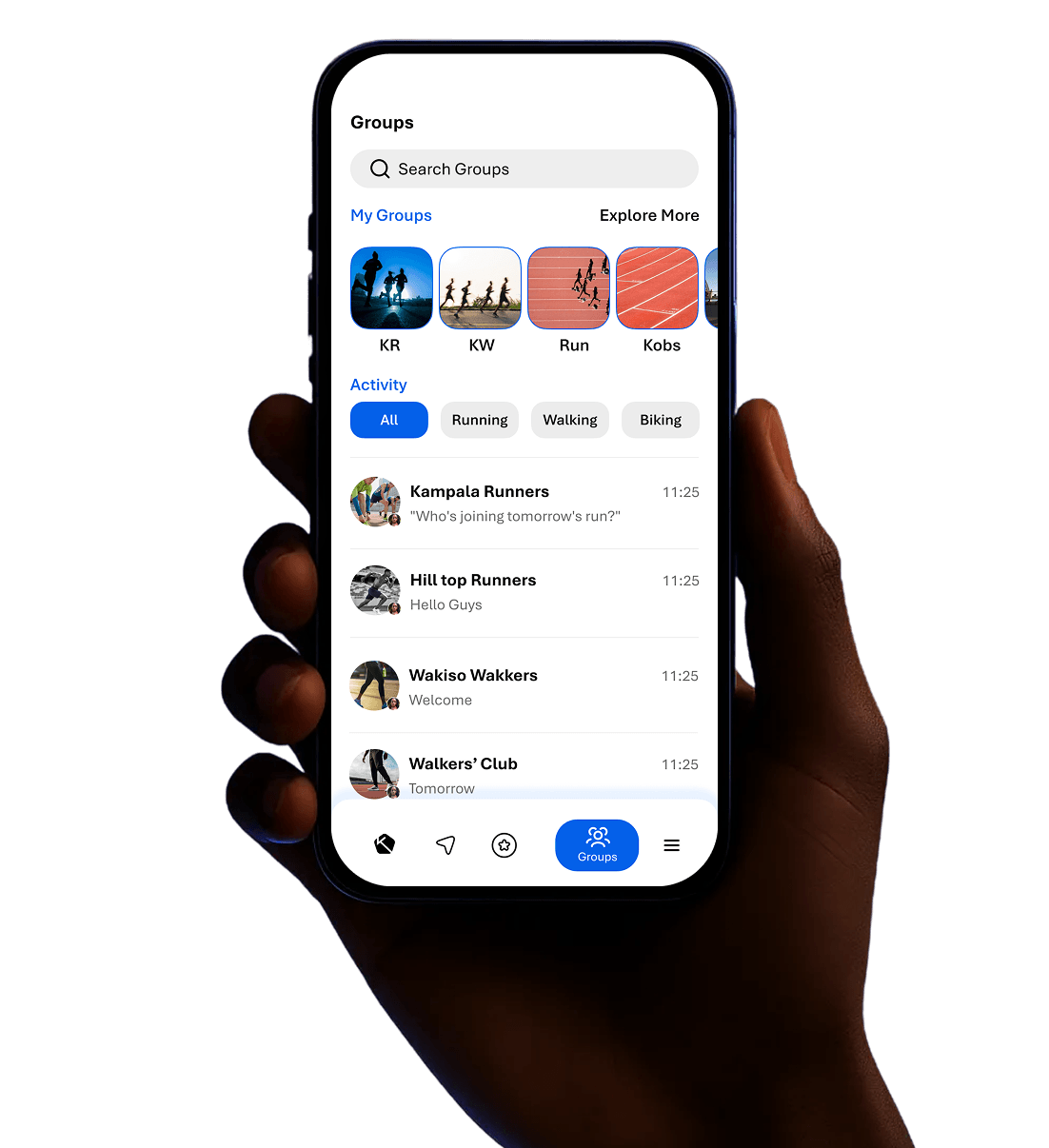KLife groups screen with nearby groups to join