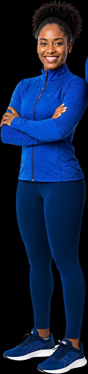 A KLife runner in blue training gear